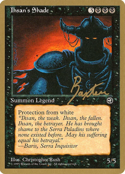 Ihsan's Shade, carta Magic di tipo Legendary Creature — Shade Knight illustrata da Christopher Rush