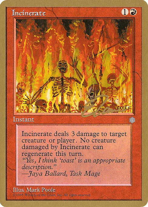 Incinerate, carta Magic di tipo Instant illustrata da Mark Poole