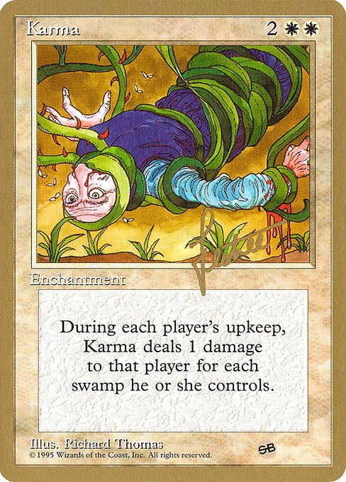 Karma, carta Magic di tipo Enchantment illustrata da Richard Thomas