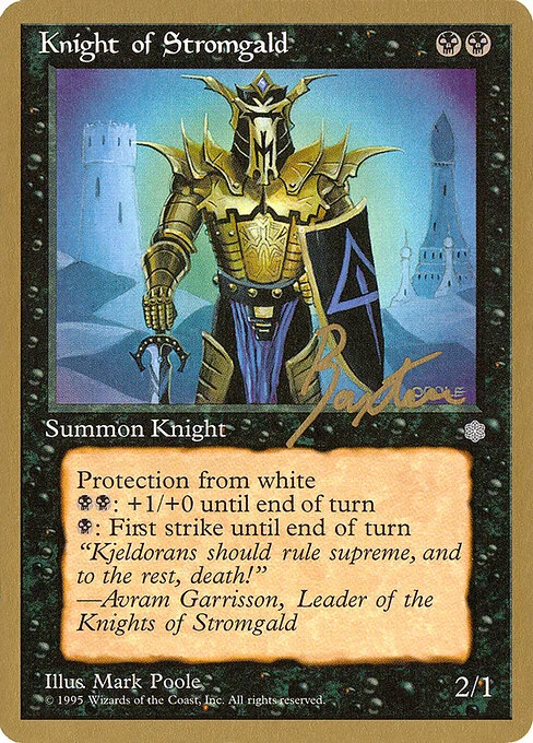 Knight of Stromgald, carta Magic di tipo Creature — Human Knight illustrata da Mark Poole