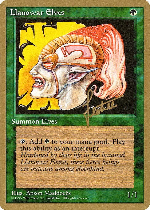 Llanowar Elves, carta Magic di tipo Creature — Elf Druid illustrata da Anson Maddocks