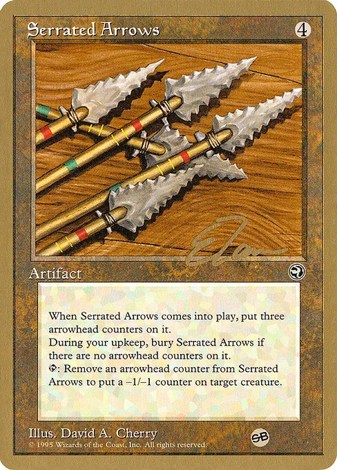 Serrated Arrows, carta Magic di tipo Artifact illustrata da David A. Cherry