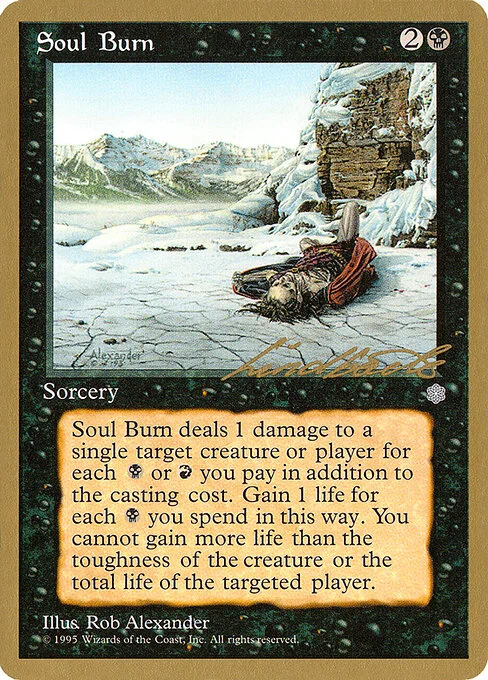 Soul Burn, carta Magic di tipo Sorcery illustrata da Rob Alexander