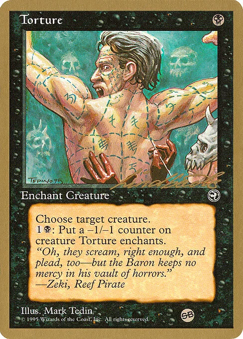 Torture, carta Magic di tipo Enchantment — Aura illustrata da Mark Tedin