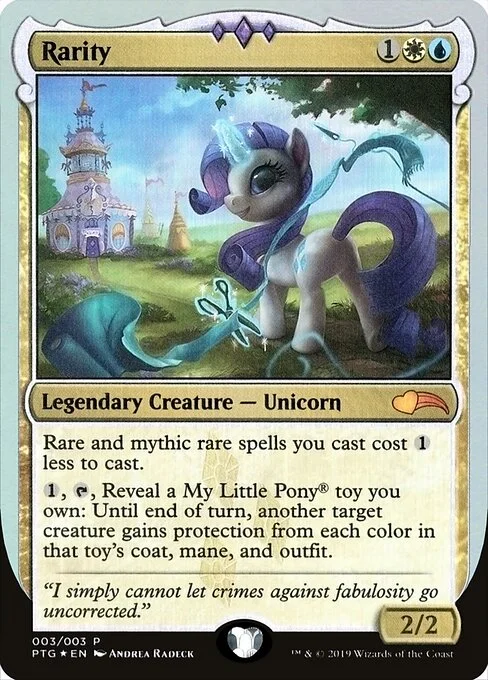 Rarity, carta Magic di tipo Legendary Creature — Unicorn illustrata da Andrea Radeck