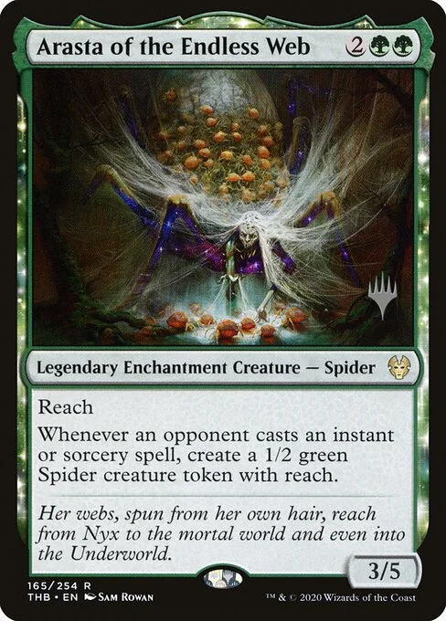 Arasta of the Endless Web, carta Magic di tipo Legendary Enchantment Creature — Spider illustrata da Sam Rowan