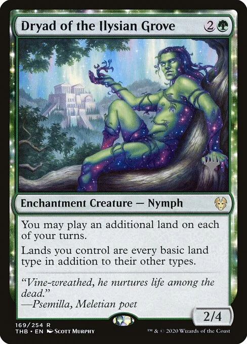 Dryad of the Ilysian Grove, carta Magic di tipo Enchantment Creature — Nymph Dryad illustrata da Scott Murphy