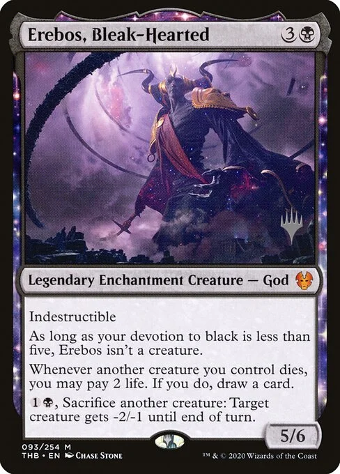 Erebos, Bleak-Hearted, carta Magic di tipo Legendary Enchantment Creature — God illustrata da Chase Stone