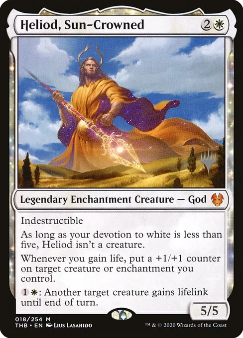 Heliod, Sun-Crowned, carta Magic di tipo Legendary Enchantment Creature — God illustrata da Lius Lasahido