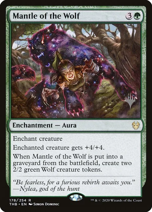 Mantle of the Wolf, carta Magic di tipo Enchantment — Aura illustrata da Simon Dominic