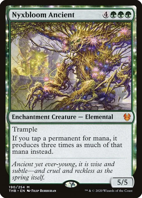 Nyxbloom Ancient, carta Magic di tipo Enchantment Creature — Elemental illustrata da Filip Burburan