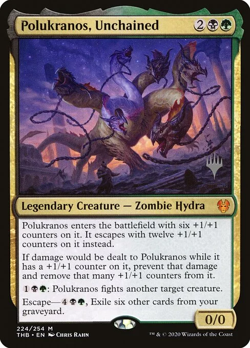 Polukranos, Unchained, carta Magic di tipo Legendary Creature — Zombie Hydra illustrata da Chris Rahn