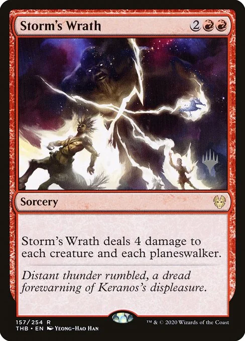 Storm's Wrath, carta Magic di tipo Sorcery illustrata da Yeong-Hao Han