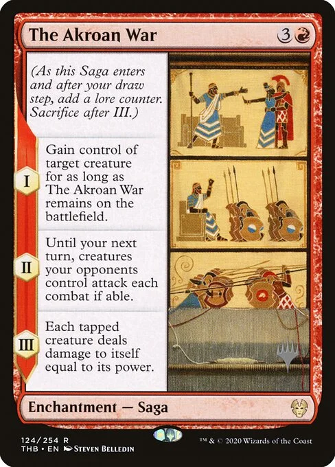 The Akroan War, carta Magic di tipo Enchantment — Saga illustrata da Steven Belledin