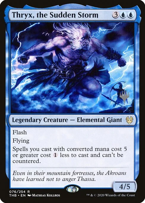 Thryx, the Sudden Storm, carta Magic di tipo Legendary Creature — Elemental Giant illustrata da Mathias Kollros