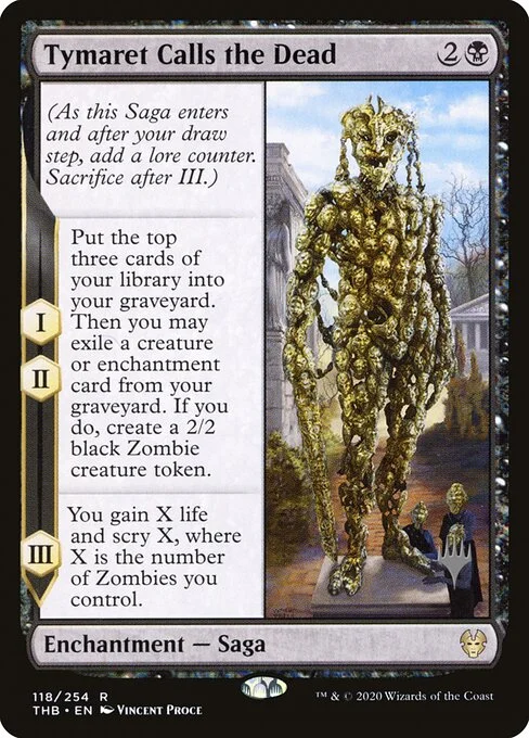 Tymaret Calls the Dead, carta Magic di tipo Enchantment — Saga illustrata da Vincent Proce
