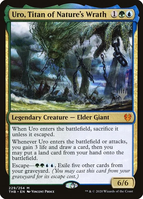 Uro, Titan of Nature's Wrath, carta Magic di tipo Legendary Creature — Elder Giant illustrata da Vincent Proce