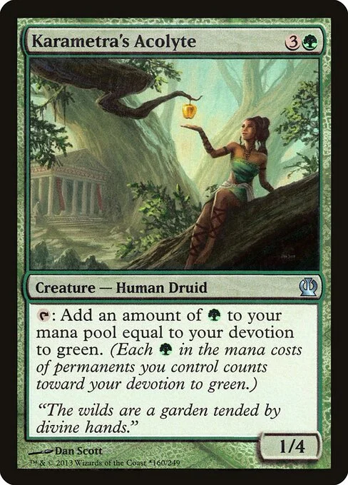 Karametra's Acolyte, carta Magic di tipo Creature — Human Druid illustrata da Dan Murayama Scott