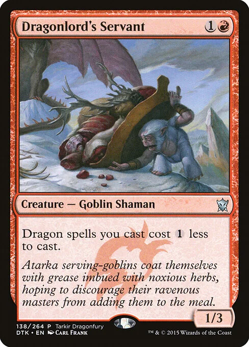 Dragonlord's Servant, carta Magic di tipo Creature — Goblin Shaman illustrata da Carl Frank