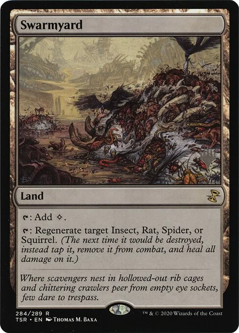Swarmyard, carta Magic di tipo Land illustrata da Thomas M. Baxa