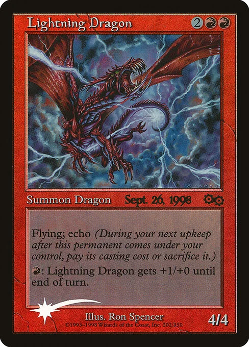 Lightning Dragon, carta Magic di tipo Creature — Dragon illustrata da Ron Spencer
