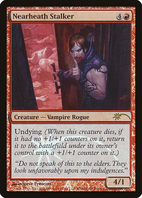 Nearheath Stalker, carta Magic di tipo Creature — Vampire Rogue illustrata da Steve Prescott