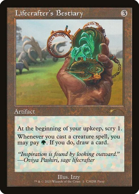 Lifecrafter's Bestiary, carta Magic di tipo Artifact illustrata da Izzy