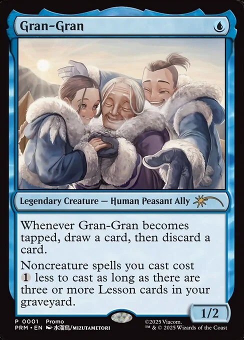 Gran-Gran, carta Magic di tipo Legendary Creature — Human Peasant Ally illustrata da Mizutametori