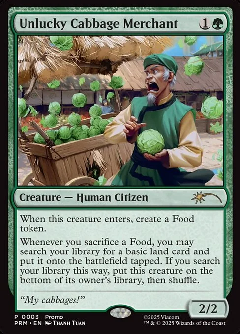 Unlucky Cabbage Merchant, carta Magic di tipo Creature — Human Citizen illustrata da Thanh Tuấn