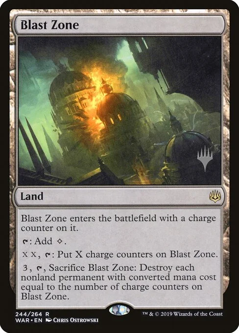 Blast Zone, carta Magic di tipo Land illustrata da Chris Ostrowski