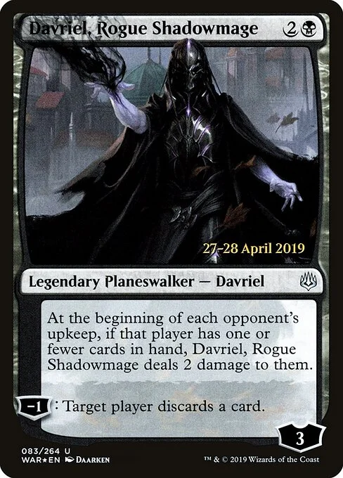 Davriel, Rogue Shadowmage, carta Magic di tipo Legendary Planeswalker — Davriel illustrata da Daarken