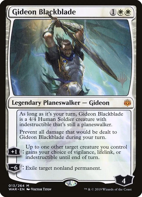 Gideon Blackblade, carta Magic di tipo Legendary Planeswalker — Gideon illustrata da Viktor Titov