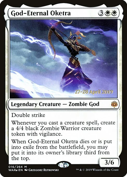 God-Eternal Oketra, carta Magic di tipo Legendary Creature — Zombie God illustrata da Grzegorz Rutkowski