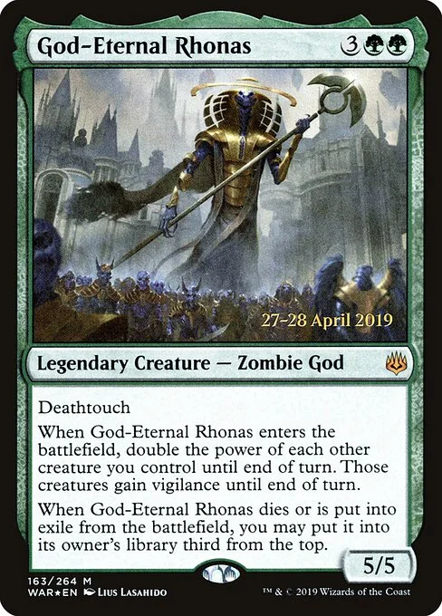 God-Eternal Rhonas, carta Magic di tipo Legendary Creature — Zombie God illustrata da Lius Lasahido