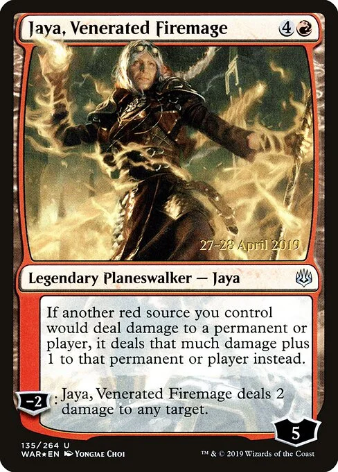 Jaya, Venerated Firemage, carta Magic di tipo Legendary Planeswalker — Jaya illustrata da Yongjae Choi