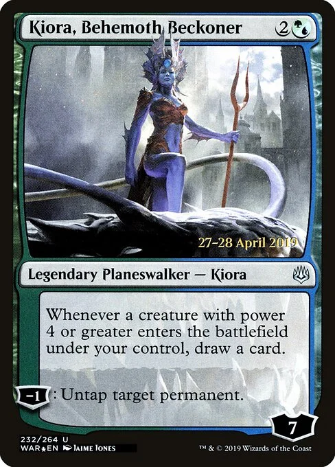 Kiora, Behemoth Beckoner, carta Magic di tipo Legendary Planeswalker — Kiora illustrata da Jaime Jones