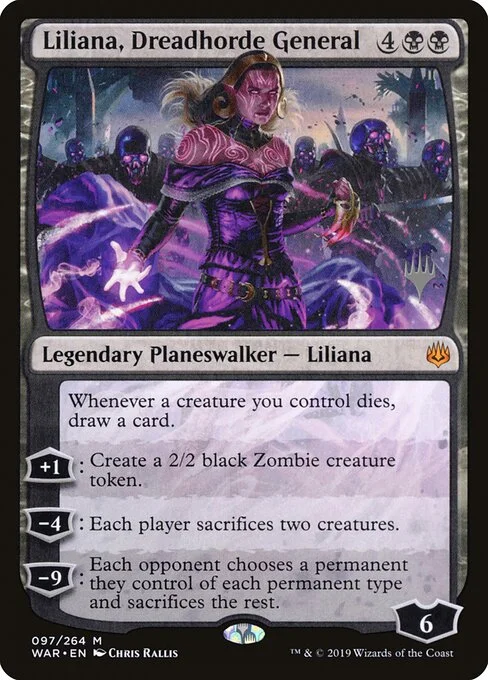 Liliana, Dreadhorde General, carta Magic di tipo Legendary Planeswalker — Liliana illustrata da Chris Rallis