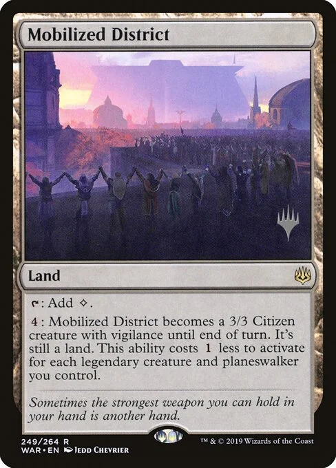 Mobilized District, carta Magic di tipo Land illustrata da Jedd Chevrier