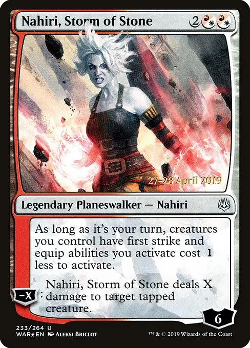 Nahiri, Storm of Stone, carta Magic di tipo Legendary Planeswalker — Nahiri illustrata da Aleksi Briclot