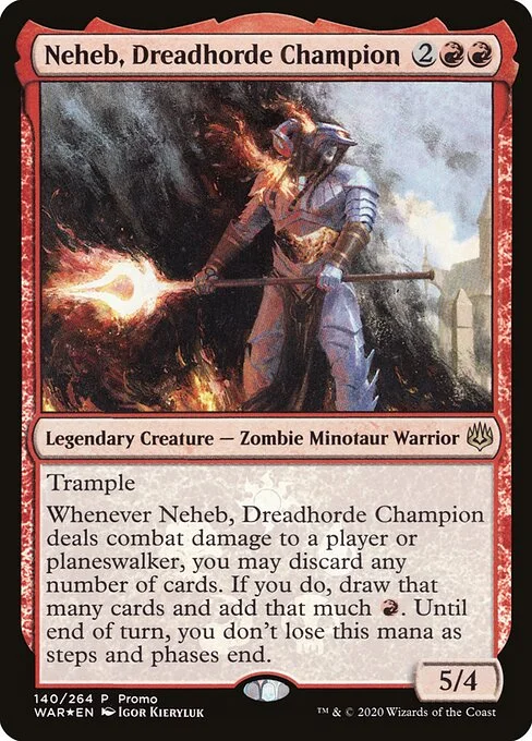 Neheb, Dreadhorde Champion, carta Magic di tipo Legendary Creature — Zombie Minotaur Warrior illustrata da Igor Kieryluk