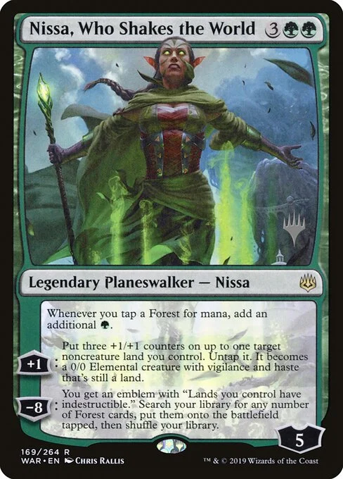 Nissa, Who Shakes the World, carta Magic di tipo Legendary Planeswalker — Nissa illustrata da Chris Rallis