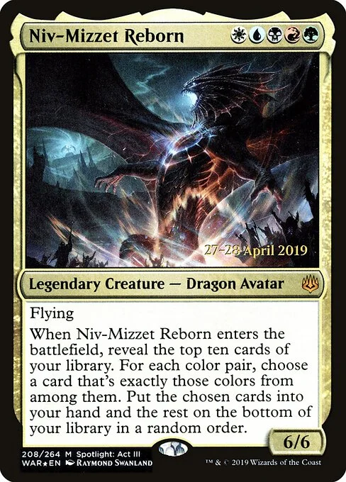 Niv-Mizzet Reborn, carta Magic di tipo Legendary Creature — Dragon Avatar illustrata da Raymond Swanland