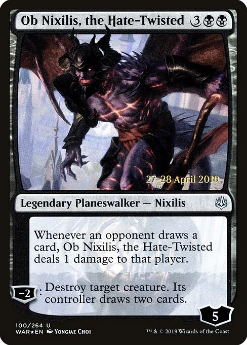 Ob Nixilis, the Hate-Twisted, carta Magic di tipo Legendary Planeswalker — Nixilis illustrata da Yongjae Choi