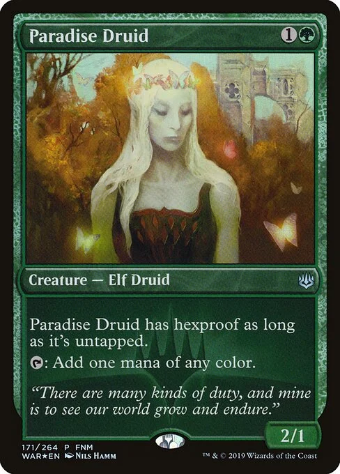 Paradise Druid, carta Magic di tipo Creature — Elf Druid illustrata da Nils Hamm