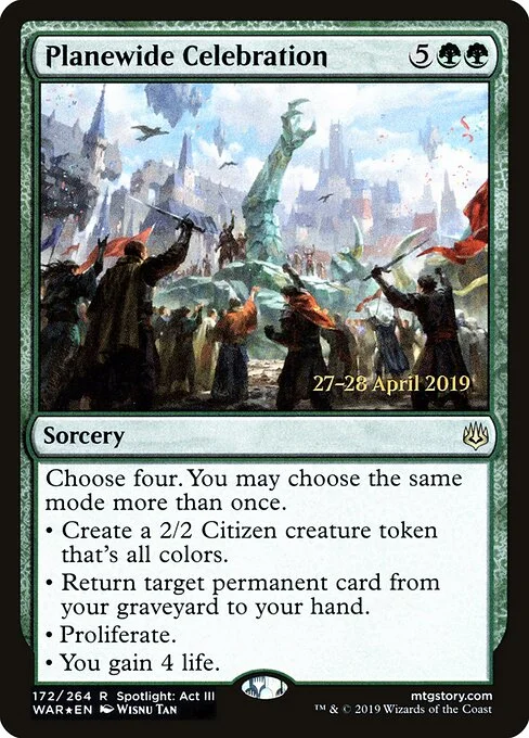 Planewide Celebration, carta Magic di tipo Sorcery illustrata da Wisnu Tan