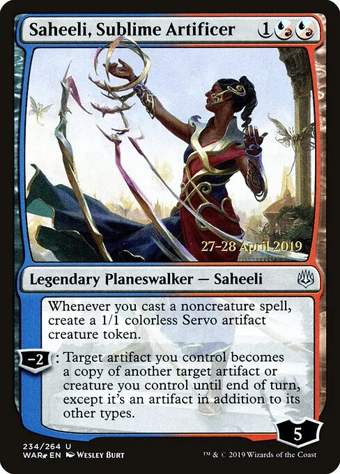 Saheeli, Sublime Artificer, carta Magic di tipo Legendary Planeswalker — Saheeli illustrata da Wesley Burt