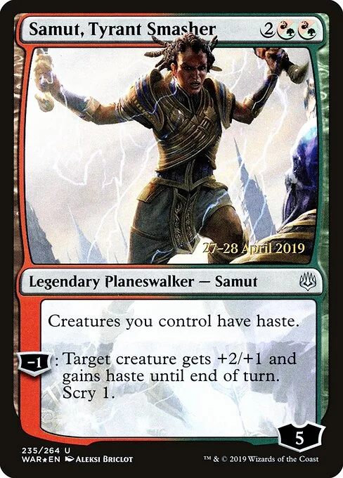 Samut, Tyrant Smasher, carta Magic di tipo Legendary Planeswalker — Samut illustrata da Aleksi Briclot