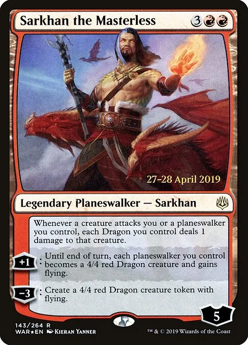 Sarkhan the Masterless, carta Magic di tipo Legendary Planeswalker — Sarkhan illustrata da Kieran Yanner