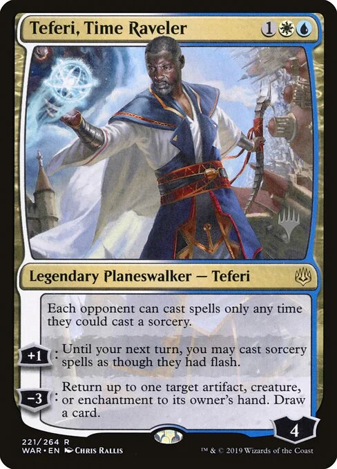 Teferi, Time Raveler, carta Magic di tipo Legendary Planeswalker — Teferi illustrata da Chris Rallis