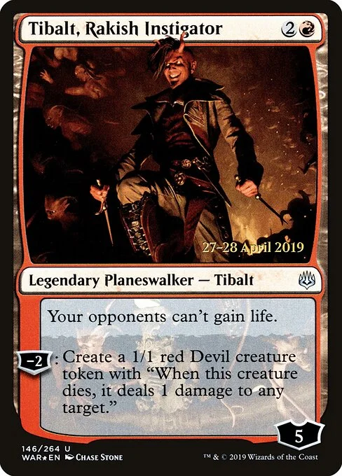 Tibalt, Rakish Instigator, carta Magic di tipo Legendary Planeswalker — Tibalt illustrata da Chase Stone